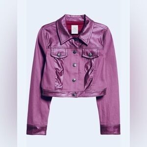 Cinq à Sept Metallic Regina Jacket Amethyst Purple Cropped XS NWT $395